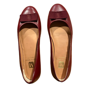 Bruno Magli Burgundy Leather Bow Flats